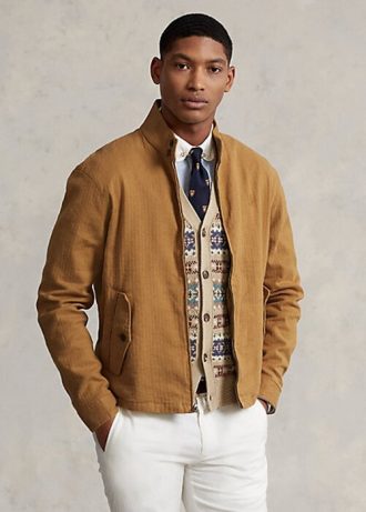 Jachete kaki pentru bărbați Ralph Lauren, în amestec de in, din sarg cu oase Jachete kaki pentru bărbați Ralph Lauren, în amestec de in, din sarg cu oase