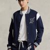 Jachete Letterman din lână Ralph Lauren pentru bărbați bleumarin/alb Jachete Letterman din lână Ralph Lauren pentru bărbați bleumarin/alb
