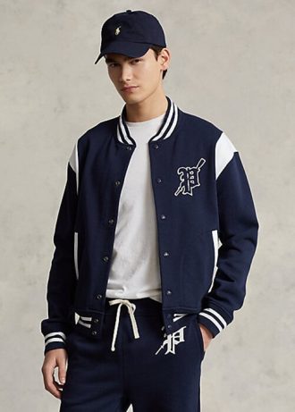 Jachete Letterman din lână Ralph Lauren pentru bărbați bleumarin/alb Jachete Letterman din lână Ralph Lauren pentru bărbați bleumarin/alb