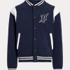 Jachete Letterman din lână Ralph Lauren pentru bărbați bleumarin/alb Jachete Letterman din lână Ralph Lauren pentru bărbați bleumarin/alb