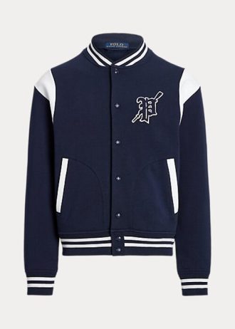Jachete Letterman din lână Ralph Lauren pentru bărbați bleumarin/alb Jachete Letterman din lână Ralph Lauren pentru bărbați bleumarin/alb