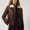 Jachete maro Ralph Lauren Niketa din shearling din merino lustruit Jachete maro Ralph Lauren Niketa din shearling din merino lustruit