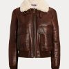 Jachete maro Ralph Lauren Niketa din shearling din merino lustruit Jachete maro Ralph Lauren Niketa din shearling din merino lustruit