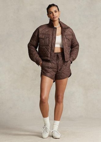Jachete matlasate decupate de damă Ralph Lauren, maro, hidrofuge