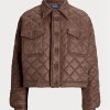 Jachete matlasate decupate de damă Ralph Lauren, maro, hidrofuge