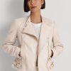 Jachete moto din piele de miel Ralph Lauren pentru femei roz Jachete moto din piele de miel Ralph Lauren pentru femei roz