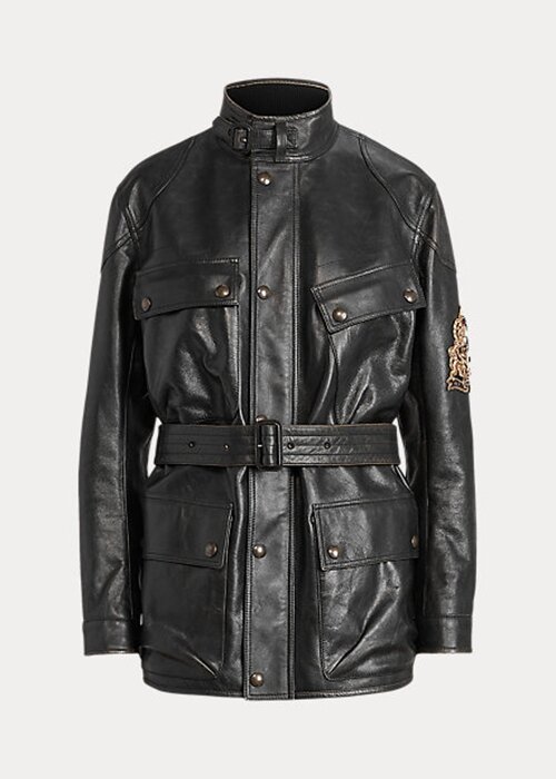 Jachete moto din piele de vițel Ralph Lauren Cadena pentru femei negre Jachete moto din piele de vițel Ralph Lauren Cadena pentru femei negre