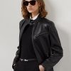 Jachete motocicliste din piele de miel Ralph Lauren Keven pentru femei negre