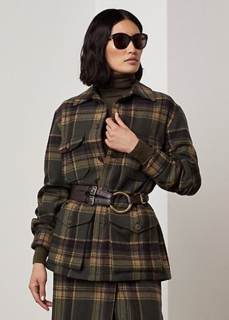 Jachete în carouri Ralph Lauren Andrya pentru femei Olive