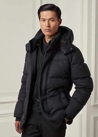 Jachete negre pentru bărbați Ralph Lauren Cameron din puf din amestec de lână