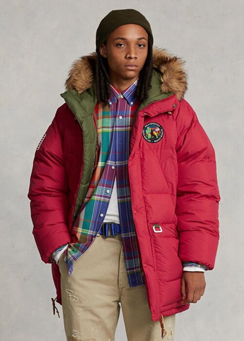 Jachete parka reversibile din puf Ralph Lauren roșii pentru bărbați Jachete parka reversibile din puf Ralph Lauren roșii pentru bărbați