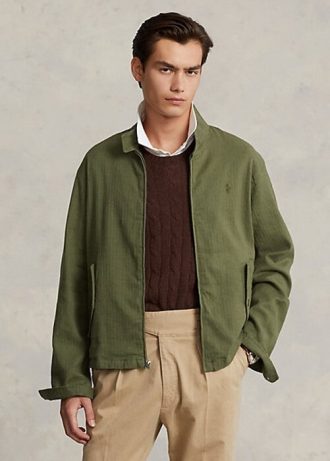Jachete pentru bărbați din sarg cu oase de pește din amestec de in Ralph Lauren Olive