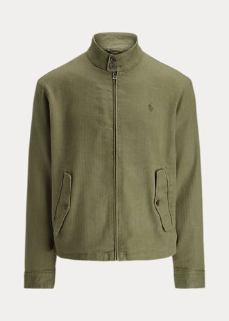 Jachete pentru bărbați din sarg cu oase de pește din amestec de in Ralph Lauren Olive