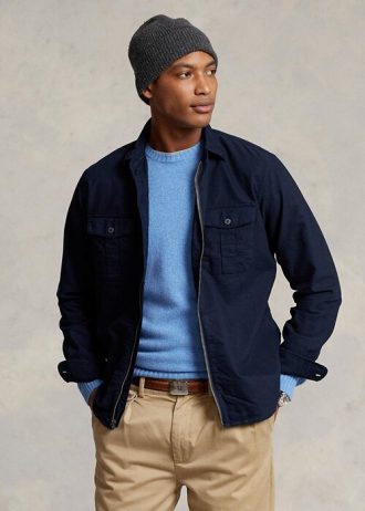 Jachete peste cămașă Oxford vopsite în îmbrăcăminte Ralph Lauren pentru bărbați bleumarin Jachete peste cămașă Oxford vopsite în îmbrăcăminte Ralph Lauren pentru bărbați bleumarin