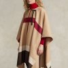 Jachete Poncho cu două fețe cu dungi Ralph Lauren Polo ID maro pentru femei