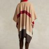 Jachete Poncho cu două fețe cu dungi Ralph Lauren Polo ID maro pentru femei