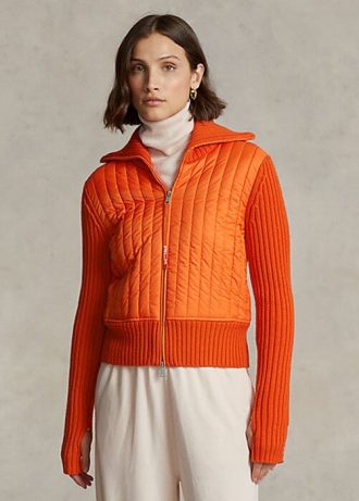 Jachete portocalii Ralph Lauren hibride cu gât pâlnie Jachete portocalii Ralph Lauren hibride cu gât pâlnie