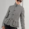 Jachete Ralph Lauren Cartwright Houndstooth din amestec de lână pentru femei negre/crem Jachete Ralph Lauren Cartwright Houndstooth din amestec de lână pentru femei negre/crem