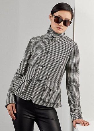 Jachete Ralph Lauren Cartwright Houndstooth din amestec de lână pentru femei negre/crem Jachete Ralph Lauren Cartwright Houndstooth din amestec de lână pentru femei negre/crem