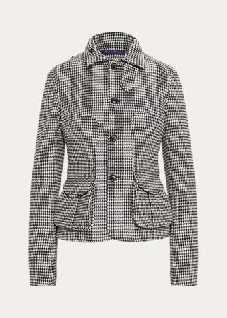 Jachete Ralph Lauren Cartwright Houndstooth din amestec de lână pentru femei negre/crem Jachete Ralph Lauren Cartwright Houndstooth din amestec de lână pentru femei negre/crem