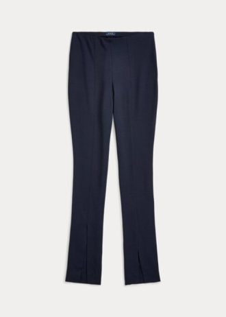 Leggings din twill din amestec de lână stretch Ralph Lauren pentru femei bleumarin