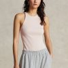 Maiuri de damă roz Ralph Lauren din bumbac cu nervuri