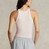 Maiuri de damă roz Ralph Lauren din bumbac cu nervuri