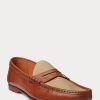 Maro pentru bărbați Ralph Lauren Chalmers din piele de vițel și amp; Mocasini Penny din pânză