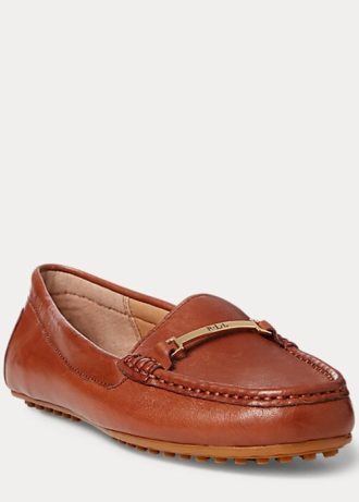 Mocași maro pentru femei Ralph Lauren Briony din piele pentru șofer