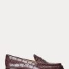 Mocasini de damă din piele în relief Ralph Lauren Wynnie bordeaux Mocasini de damă din piele în relief Ralph Lauren Wynnie bordeaux