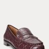 Mocasini de damă din piele în relief Ralph Lauren Wynnie bordeaux Mocasini de damă din piele în relief Ralph Lauren Wynnie bordeaux