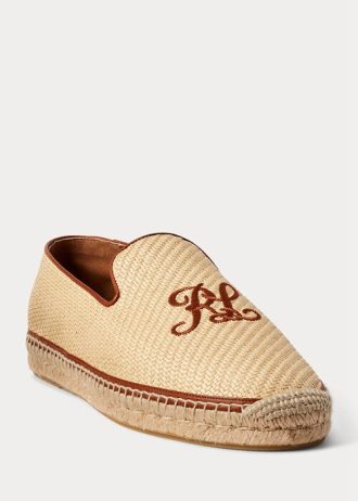 Mocasini de pânză brodat Ralph Lauren bej pentru bărbați