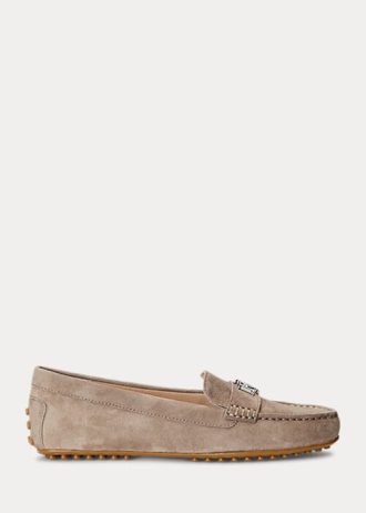 Mocasini gri pentru femei Ralph Lauren Barnsbury din piele intoarsa