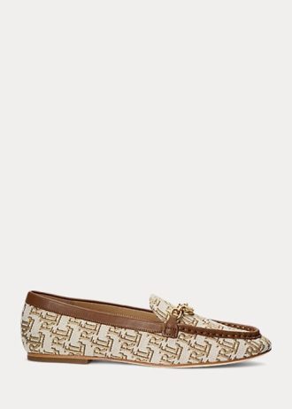 Mocasini maro Ralph Lauren Averi II, cu monogram, jacquard