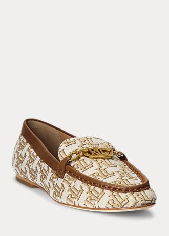 Mocasini maro Ralph Lauren Averi II, cu monogram, jacquard