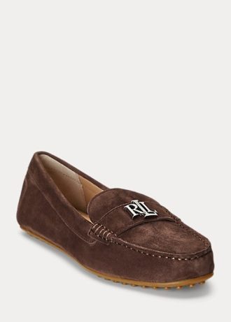 Mocasini maro Ralph Lauren Barnsbury din piele intoarsa de dama