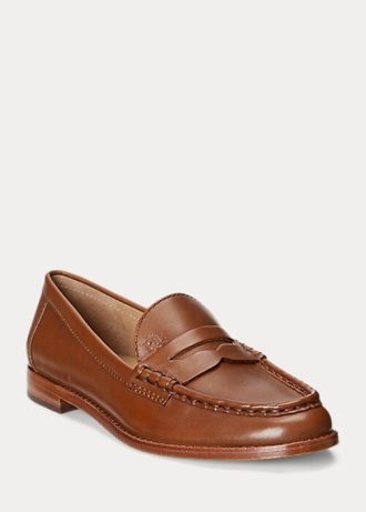 Mocasini maro Ralph Lauren Wynnie din piele lustruită de damă