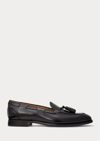 Mocasini negri din piele de vițel cu ciucuri Ralph Lauren Luther pentru bărbați