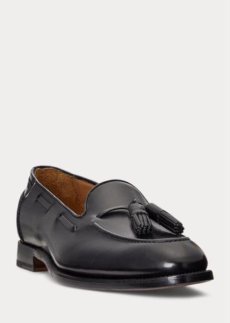Mocasini negri din piele de vițel cu ciucuri Ralph Lauren Luther pentru bărbați
