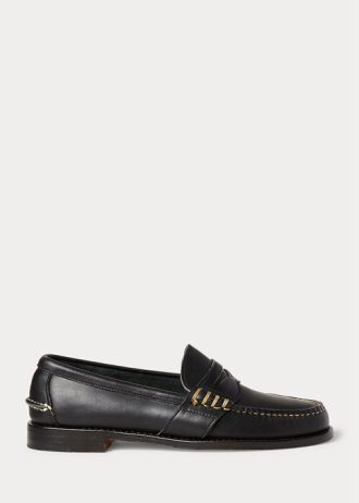 Mocasini negri Ralph Lauren Edric din piele pentru bărbați
