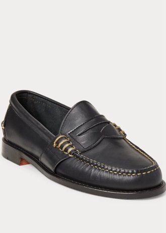 Mocasini negri Ralph Lauren Edric din piele pentru bărbați