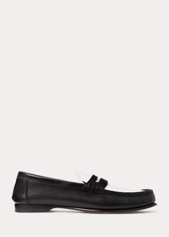 Mocasini Penny din piele de vițel Ralph Lauren Chalmers de damă bej/alb