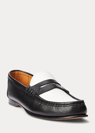 Mocasini Penny din piele de vițel Ralph Lauren Chalmers de damă bej/alb
