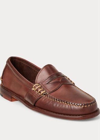 Mocasini Penny din piele Ralph Lauren Edric maro pentru bărbați