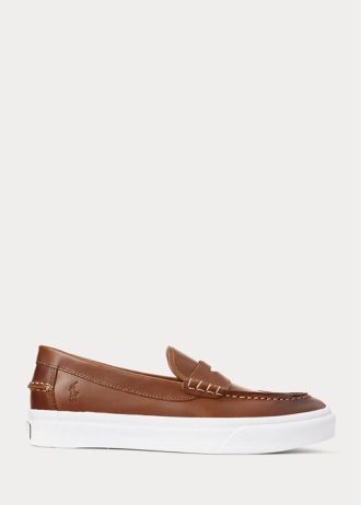 Mocasini Penny din piele Ralph Lauren Keaton maro pentru bărbați