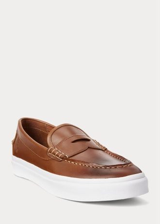 Mocasini Penny din piele Ralph Lauren Keaton maro pentru bărbați