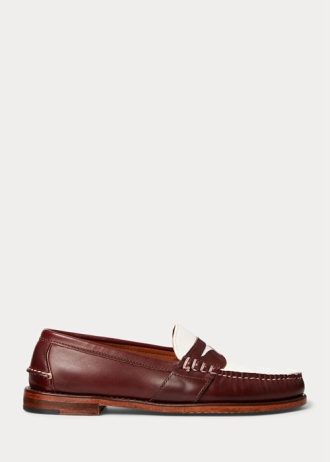 Mocasini Penny pentru bărbați, burgundy crem, Ralph Lauren, colecția Morehouse