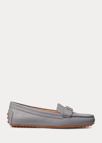 Mocasini pentru femei Ralph Lauren Barnsbury din piele nappa gri închis