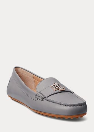 Mocasini pentru femei Ralph Lauren Barnsbury din piele nappa gri închis