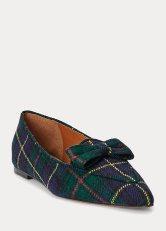 Mocasini verzi din lână în carouri Ralph Lauren Ashtyn pentru femei Mocasini verzi din lână în carouri Ralph Lauren Ashtyn pentru femei